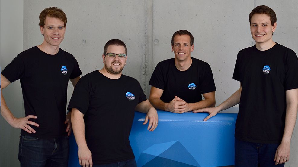The turicode founders: Martin Keller (CEO), Benjamin von Deschwanden (COO), Aaron Richiger (Head Machine Learning),Patrick Emmisberger (CTO), from left to right. The turicode founders: Martin Keller (CEO), Benjamin von Deschwanden (COO), Aaron Richiger (Head Machine Learning),Patrick Emmisberger (CTO), from left to right.