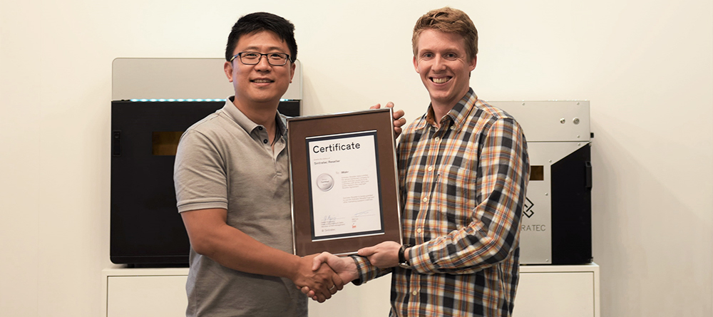 Wei Liu, COO iMakr, und Christian von Burg, CTO Sintratec Wei Liu, COO iMakr, und Christian von Burg, CTO Sintratec