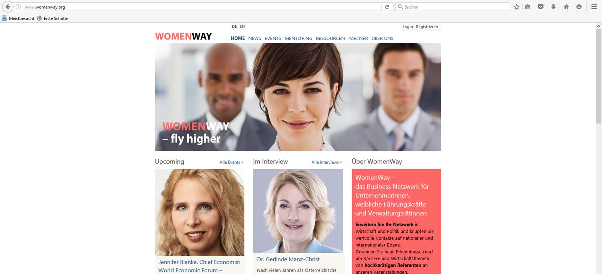 Screenshot Womenway website Screenshot Womenway website